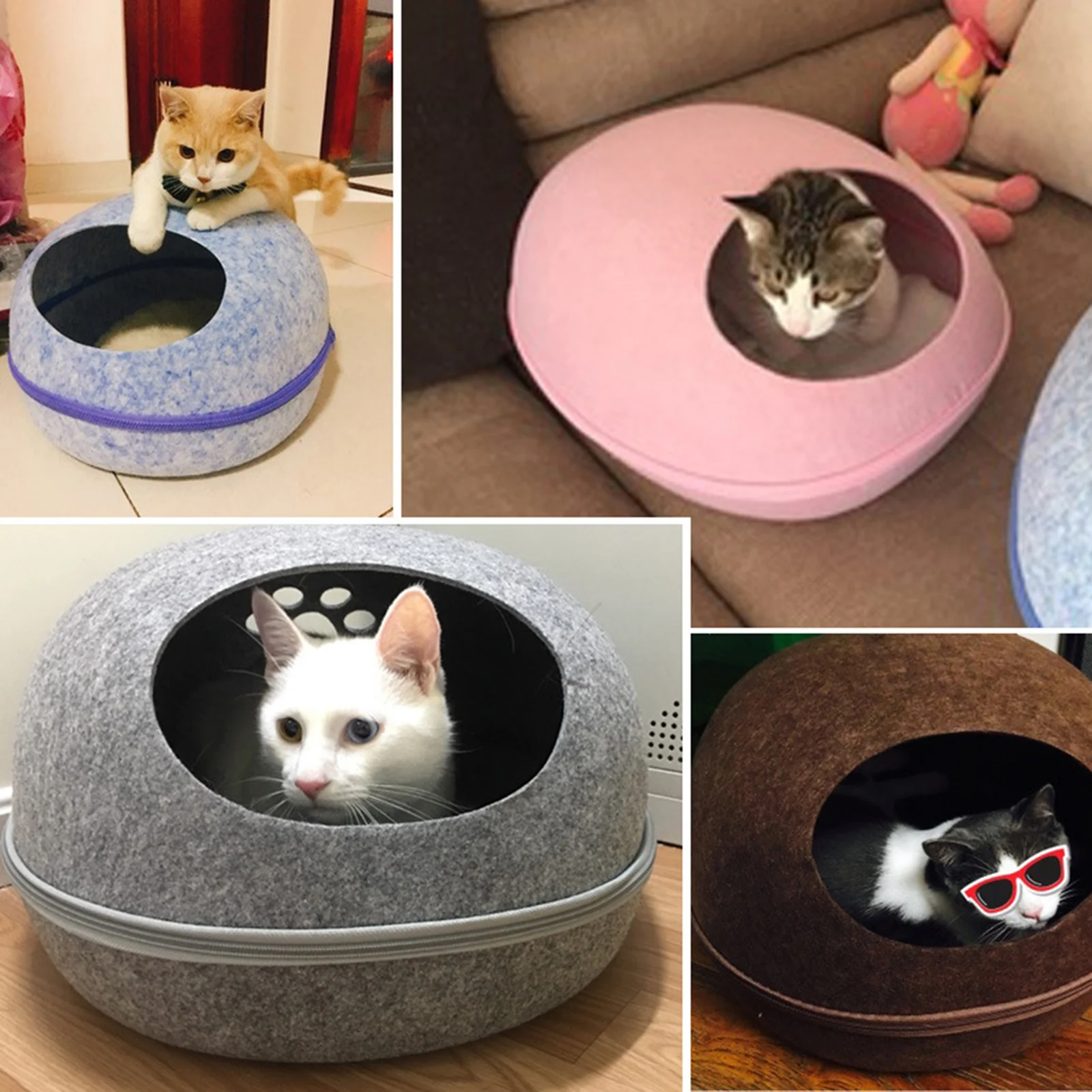 Hund Katze Bett Cave Schlafsack Zipper Ei Form Fühlte Tuch Pet Haus Katze Korb Produkte Für Katze Tiere Liefert In Stoc Hund Katze Bett Cave Schlafsack Zipper Ei Form Fühlte Tuch Pet Haus Katze Korb Produkte Für Katze Tiere Liefert In Stoc - Image 6