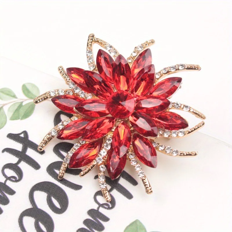 Mehrfarbige Kristallblumen-Brosche, Voll Mit Strass Besetztes Sonnenstrahl-Design, Luxuriöse Statement-Anstecknadel, Eleganter Modeschmuck Für Damen, Ideal Für Mäntel &Amp; Kleider, Perfektes Geschenk Für Hochzeiten &Amp; Partys Mehrfarbige Kristallblumen-Brosche, Voll Mit Strass Besetztes Sonnenstrahl-Design, Luxuriöse Statement-Anstecknadel, Eleganter Modeschmuck Für Damen, Ideal Für Mäntel &Amp; Kleider, Perfektes Geschenk Für Hochzeiten &Amp; Partys - Image 3