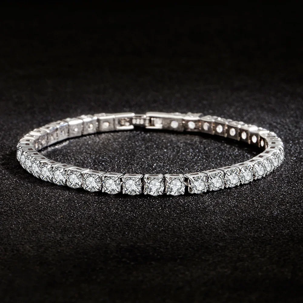 S925 Sterling Silber Armband Zirkonia Tennis Ball Frauen Mode Einfache Verlobung Hochzeit Charme Schmuck 4Mm 16-20 Cm S925 Sterling Silber Armband Zirkonia Tennis Ball Frauen Mode Einfache Verlobung Hochzeit Charme Schmuck 4Mm 16-20 Cm - Image 3