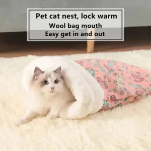 Cozy Cat Bed Winter Warm Sleeping Bag Semi Enclosed Pet Nest For Cats Four Seasons Universal Soft Plush Pet Bed Pad