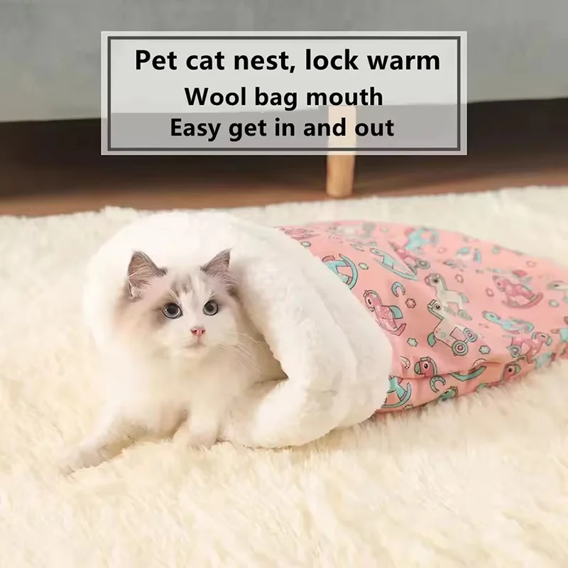 Cozy Cat Bed Winter Warm Sleeping Bag Semi Enclosed Pet Nest For Cats Four Seasons Universal Soft Plush Pet Bed Pad Cozy Cat Bed Winter Warm Sleeping Bag Semi Enclosed Pet Nest For Cats Four Seasons Universal Soft Plush Pet Bed Pad