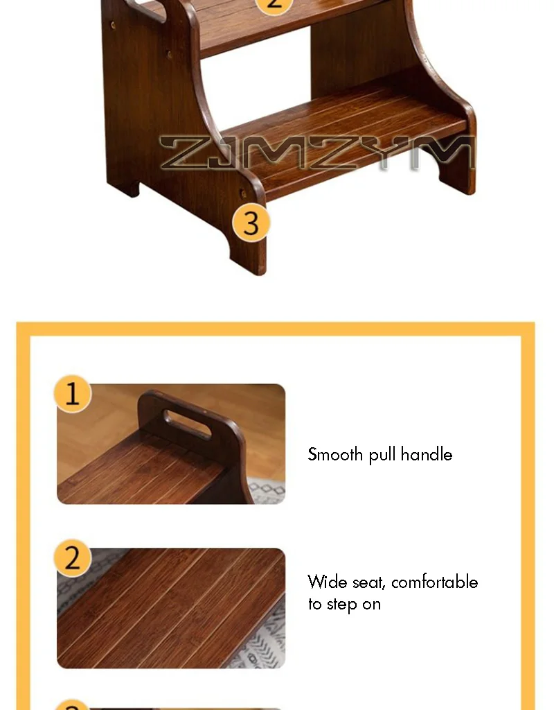 Solid Wood 2 Step Footstool Sturdy Kitchen Ladder Compact Stair Steps For Home Use Up To Washer Shoe Changing Stool Solid Wood 2 Step Footstool Sturdy Kitchen Ladder Compact Stair Steps For Home Use Up To Washer Shoe Changing Stool - Image 15