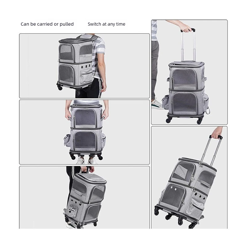 2-In-1 Rolling Pet Carrier Double Compartment Foldable Cat Stroller Large Breathable Travel Carrier For 2 Cats, Airline Approved 2-In-1 Rolling Pet Carrier Double Compartment Foldable Cat Stroller Large Breathable Travel Carrier For 2 Cats, Airline Approved - Image 36