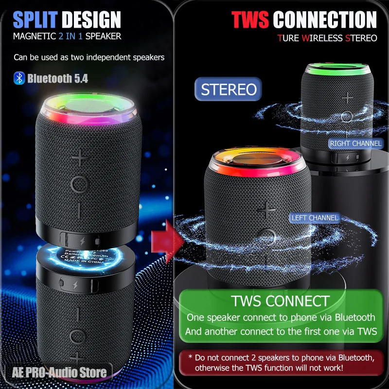 Tragbarer Bluetooth Lautsprecher – Tws Stereo Dual-Speaker Mit Kraftvollem Bass, Wasserdichtem Design Und Kabelloser Outdoor-Musik Tragbarer Bluetooth Lautsprecher – Tws Stereo Dual-Speaker Mit Kraftvollem Bass, Wasserdichtem Design Und Kabelloser Outdoor-Musik - Image 3