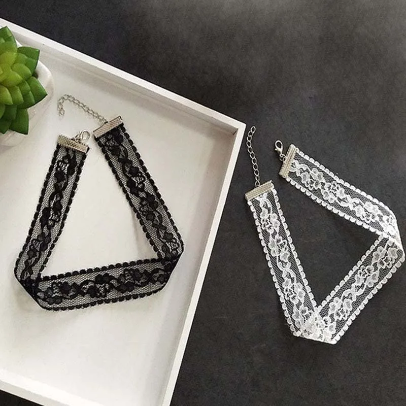 Kurze Spitze Halsband Halskette Für Frauen Mädchen Schwarz Weiß Farbe Mode Romantische Halskette Geschenk Für Party Großhandel Hals Schmuck Kurze Spitze Halsband Halskette Für Frauen Mädchen Schwarz Weiß Farbe Mode Romantische Halskette Geschenk Für Party Großhandel Hals Schmuck - Image 6