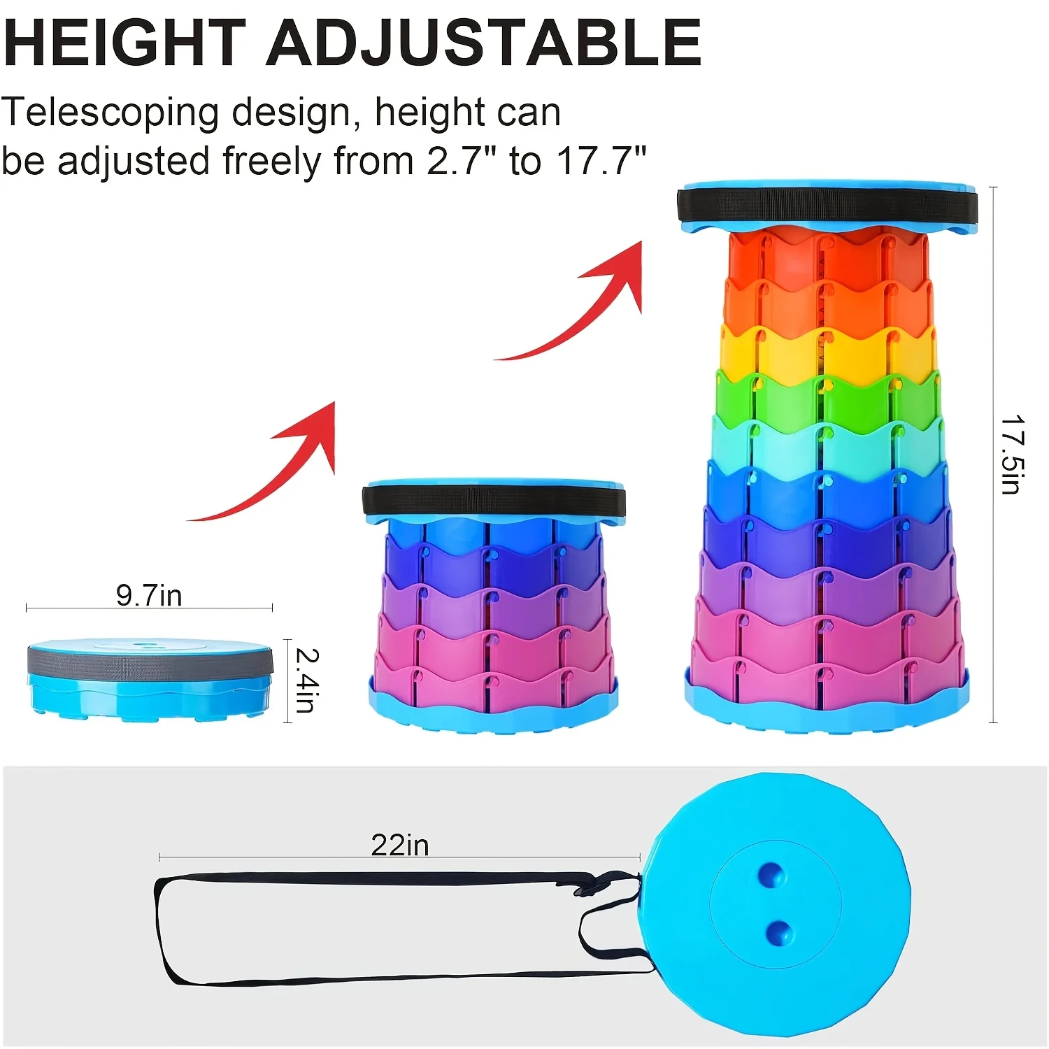 Upgraded Foldable Stool Thickened, Portable Collapsible Stool Retractable Stool For Fishing, Hiking Tours, Bbq, Parties, Outdoor Upgraded Foldable Stool Thickened, Portable Collapsible Stool Retractable Stool For Fishing, Hiking Tours, Bbq, Parties, Outdoor - Image 3