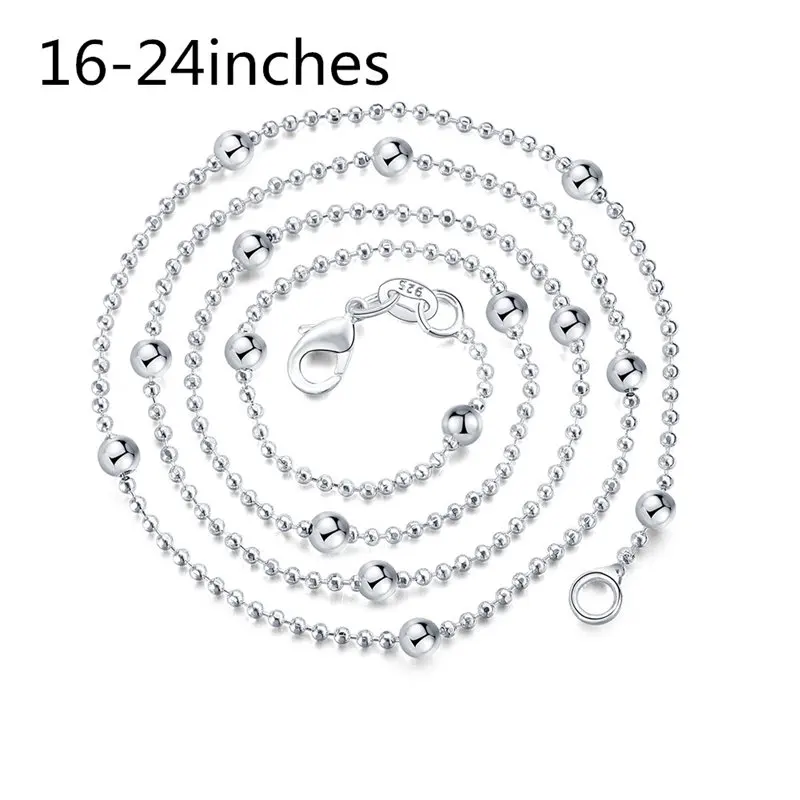 Charm 925 Sterling Silver 16-24 Inches Fine Sweater Bead Chain Women Necklace For Fashion Temperament Jewelry Party Wedding Charm 925 Sterling Silver 16-24 Inches Fine Sweater Bead Chain Women Necklace For Fashion Temperament Jewelry Party Wedding - Image 4