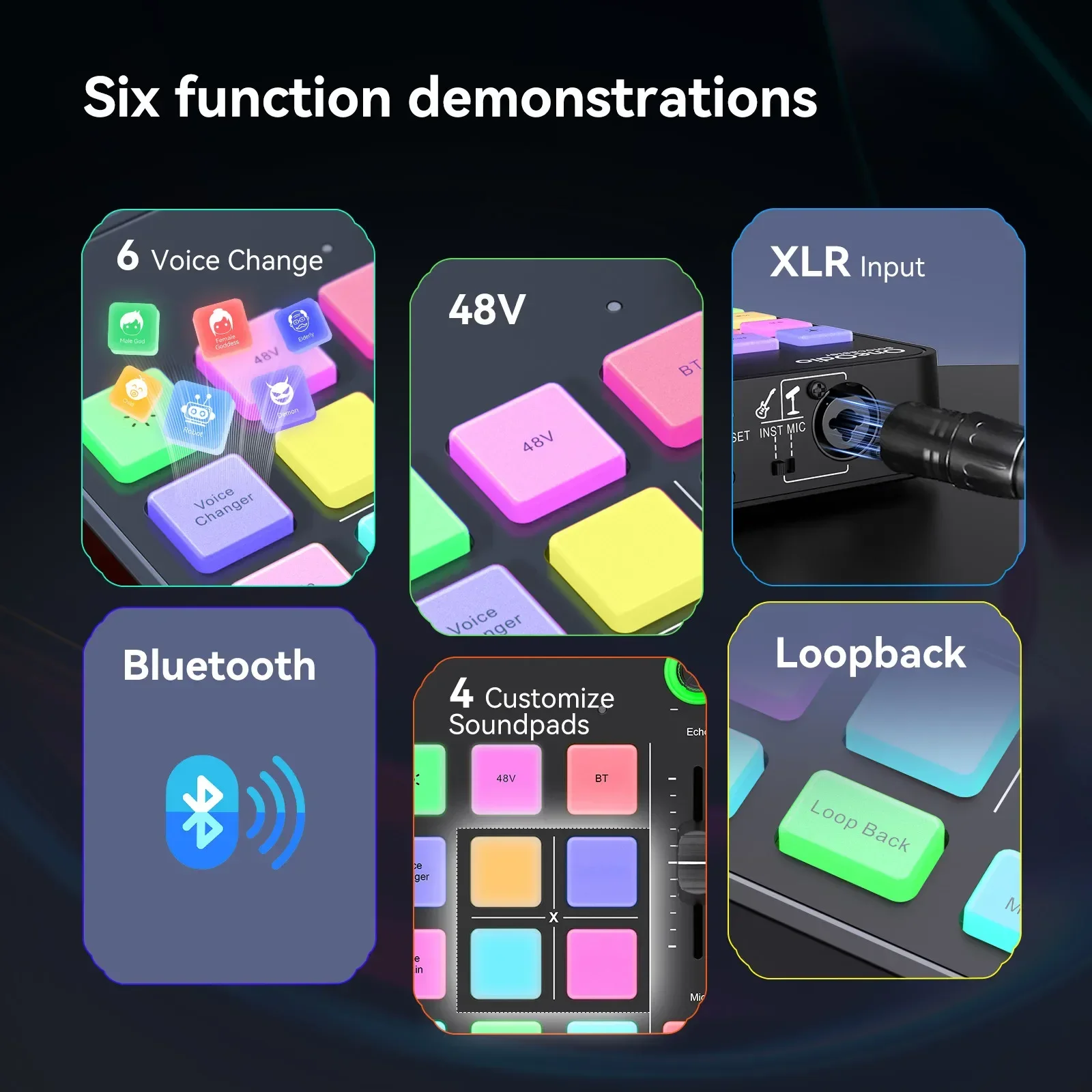 Oneodio Podcast-Mischpult Mit Xlr, 48 V Phantomspeisung &Amp; Rgb – Soundkarte Für Pc, Live-Streaming, Podcasts Und Sprachaufnahmen Oneodio Podcast-Mischpult Mit Xlr, 48 V Phantomspeisung &Amp; Rgb – Soundkarte Für Pc, Live-Streaming, Podcasts Und Sprachaufnahmen - Image 2