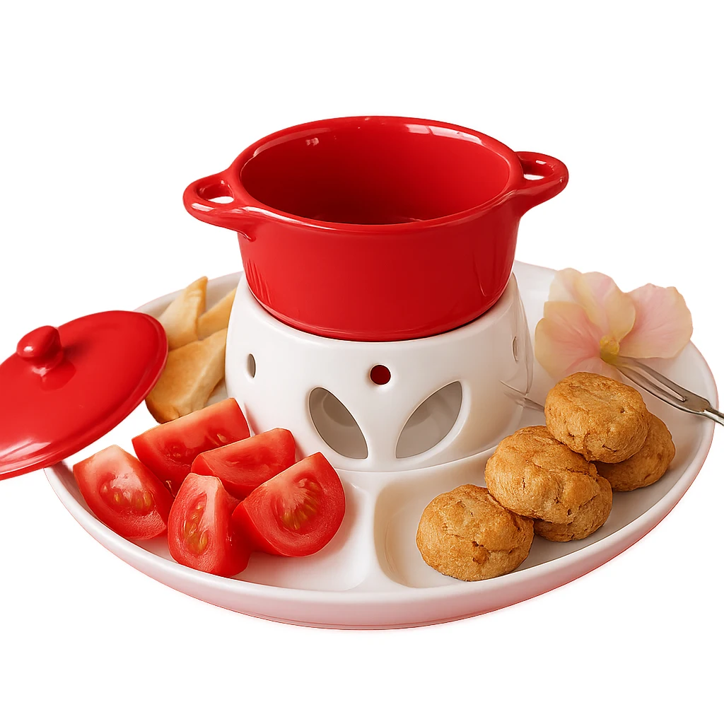 Keramik 220Ml Mini-Fondue-Set Mit Dip-Gabeln &Amp; Tablett Für Schokolade, Käse, Eiscreme, Party-Desserts Und Kerzenherstellung Keramik 220Ml Mini-Fondue-Set Mit Dip-Gabeln &Amp; Tablett Für Schokolade, Käse, Eiscreme, Party-Desserts Und Kerzenherstellung - Image 2