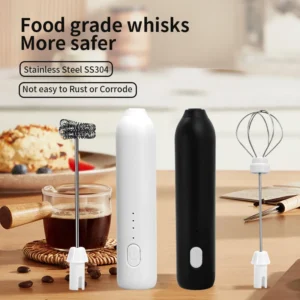 UPGRADED Elektrischer Kaffeeaufschäumer/MILCH-Schneebesen + Schneebesen, Mini-Lebensmittelmixer, wiederaufladbarer USB-Hand-Espresso-Werkzeuge mit drei Geschwindigkeiten