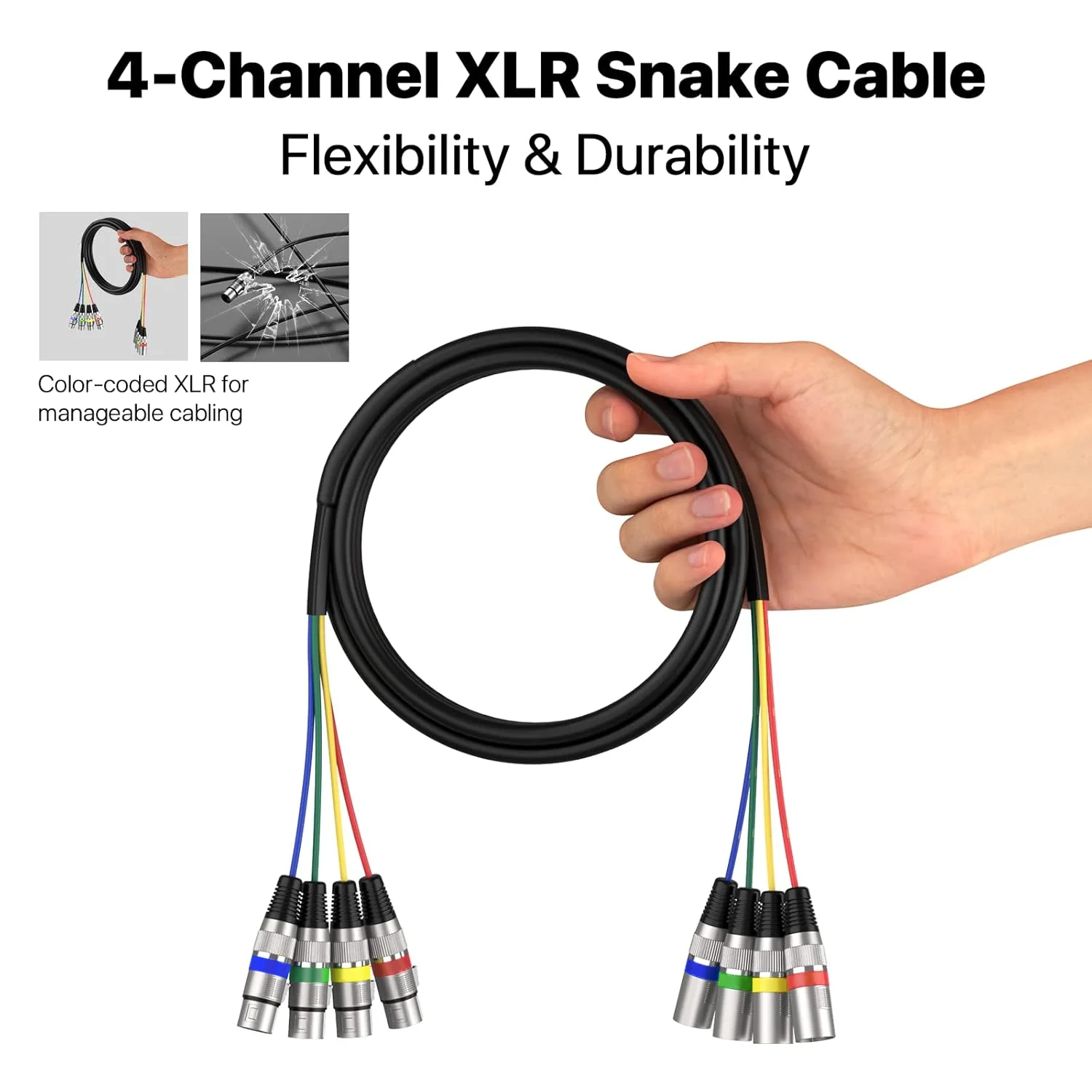 4-Kanal Xlr-Schlangenkabel – 4-Farbiges Mikrofon-Patchkabel Für Live, Studio Und Recording 4-Kanal Xlr-Schlangenkabel – 4-Farbiges Mikrofon-Patchkabel Für Live, Studio Und Recording - Image 6