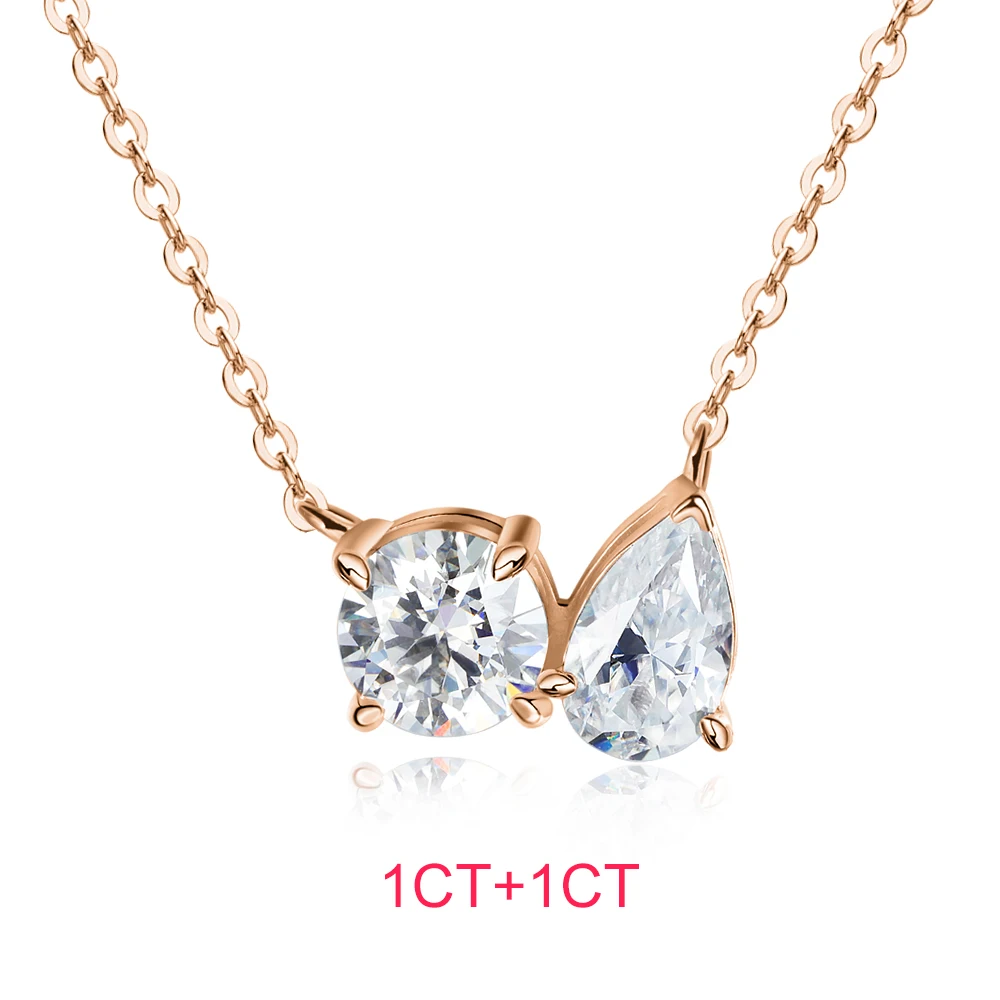 1Ct Runde Und Tropfenförmige Moissanit-Anhänger-Halskette Für Damen, 925Er Sterlingsilber, 18 Karat Vergoldet, Halskette, Hochzeitsschmuck, Gra 1Ct Runde Und Tropfenförmige Moissanit-Anhänger-Halskette Für Damen, 925Er Sterlingsilber, 18 Karat Vergoldet, Halskette, Hochzeitsschmuck, Gra - Image 7