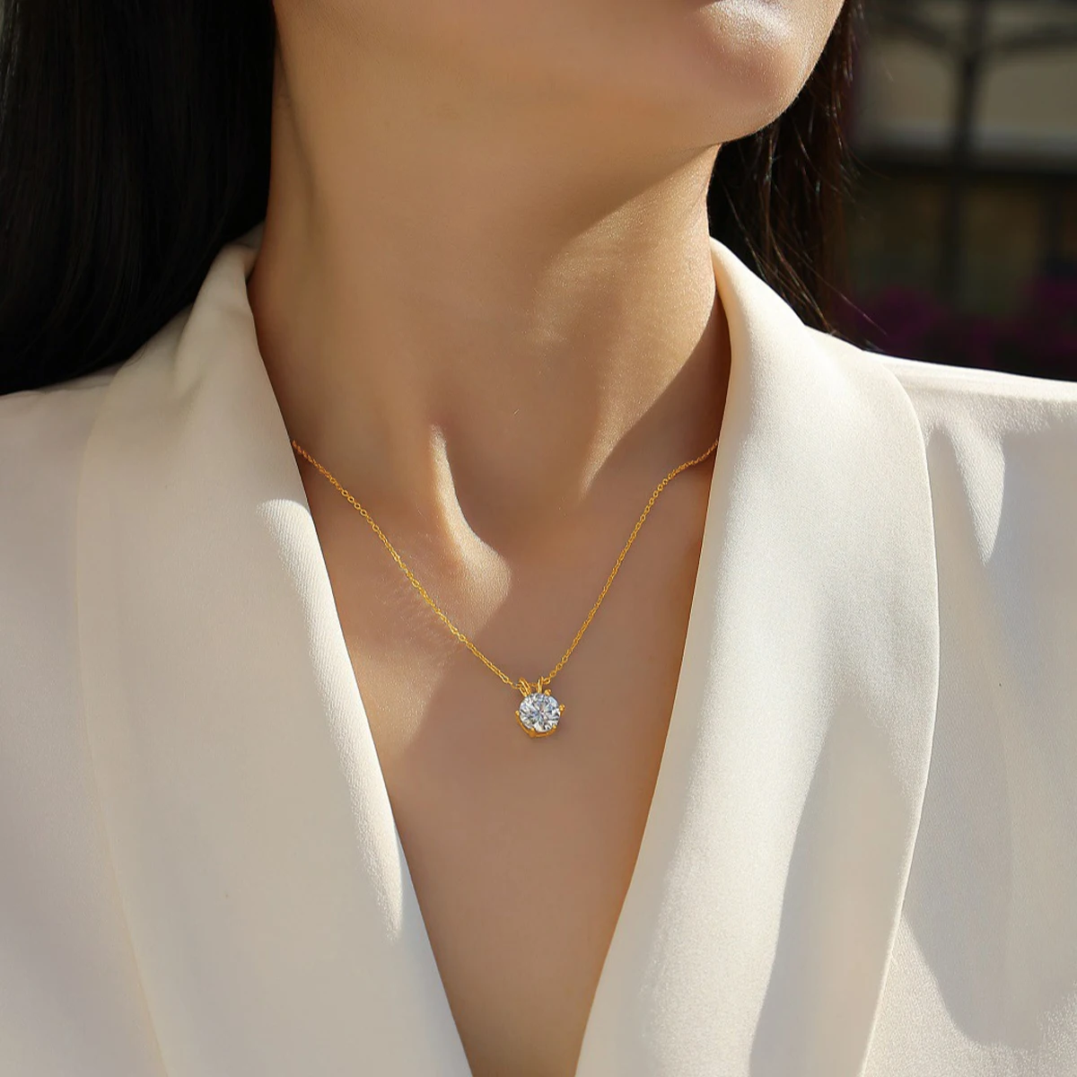 Halskette Für Damen, 100 % Echtes 14-Karätiges Gold, Moissanit-Diamant-Anhänger, Halsketten Für Mädchen, Hochzeit, Verlobung, Valentinstag, Geschenke, Schmuck Halskette Für Damen, 100 % Echtes 14-Karätiges Gold, Moissanit-Diamant-Anhänger, Halsketten Für Mädchen, Hochzeit, Verlobung, Valentinstag, Geschenke, Schmuck - Image 4