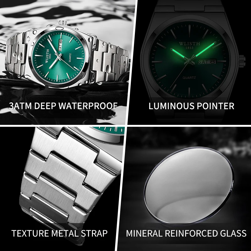 Mann Uhr Quarzuhr Luxus Wasserdicht Leucht Datum Woche Edelstahl Herren Uhr Männlich Relógios Masculino Reloj Hombre Mann Uhr Quarzuhr Luxus Wasserdicht Leucht Datum Woche Edelstahl Herren Uhr Männlich Relógios Masculino Reloj Hombre - Image 5