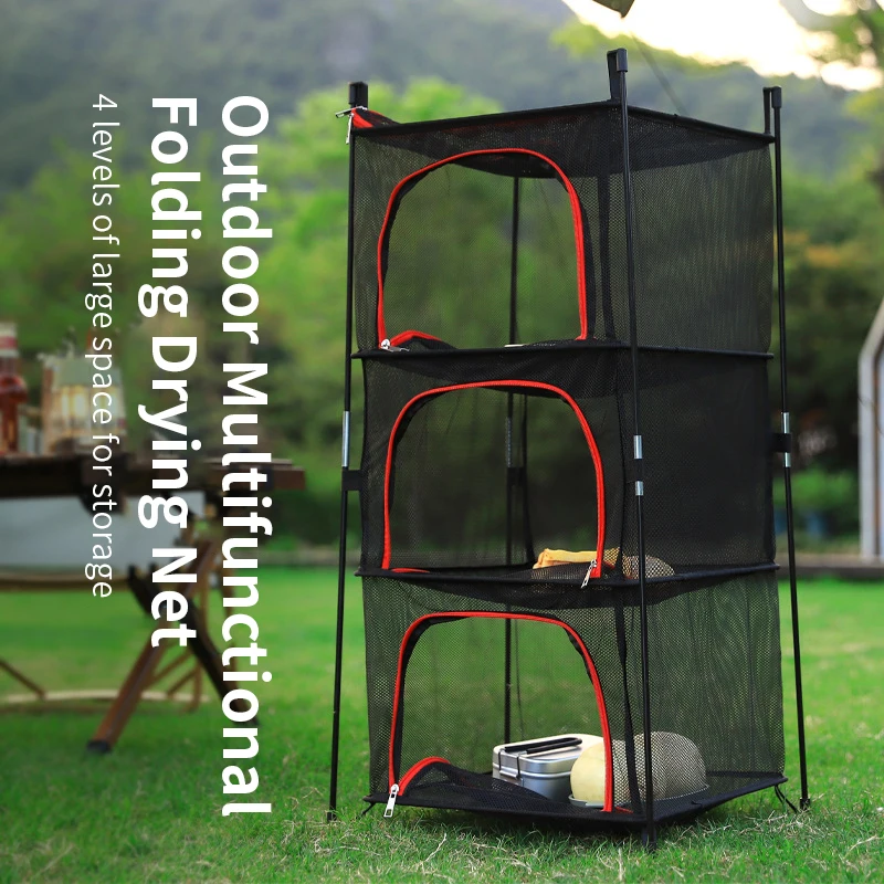 Outdoor Camping Tableware Storage Ventilated Net Bowl Basin Drying Net Foldable 4 Layers Storage Multifunctional Hanging Mesh Outdoor Camping Tableware Storage Ventilated Net Bowl Basin Drying Net Foldable 4 Layers Storage Multifunctional Hanging Mesh - Image 4