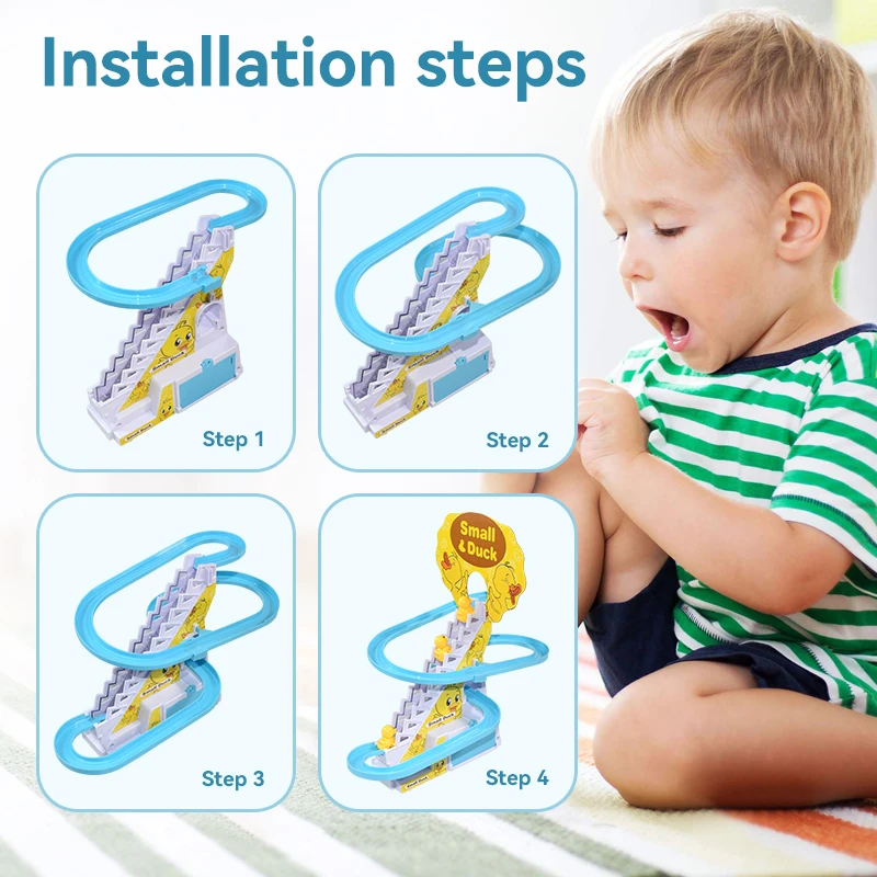 Climbing Stairs Track Toys Electric Duck Diy Rail Racing Track Roller Coaster Toys Set Light Music Educational Toy For Kids Gift Climbing Stairs Track Toys Electric Duck Diy Rail Racing Track Roller Coaster Toys Set Light Music Educational Toy For Kids Gift - Image 4
