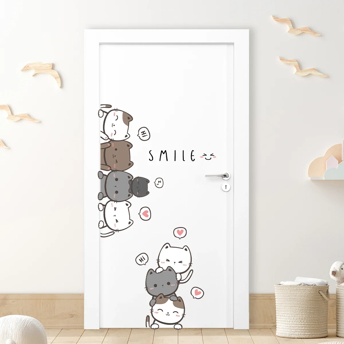 1Pc Furniture Cartoon Cute Cat Wall Stickers For Door Home Decor Accessories Living Room Kids Room Decoration Wall Decals Diy 1Pc Furniture Cartoon Cute Cat Wall Stickers For Door Home Decor Accessories Living Room Kids Room Decoration Wall Decals Diy - Image 7