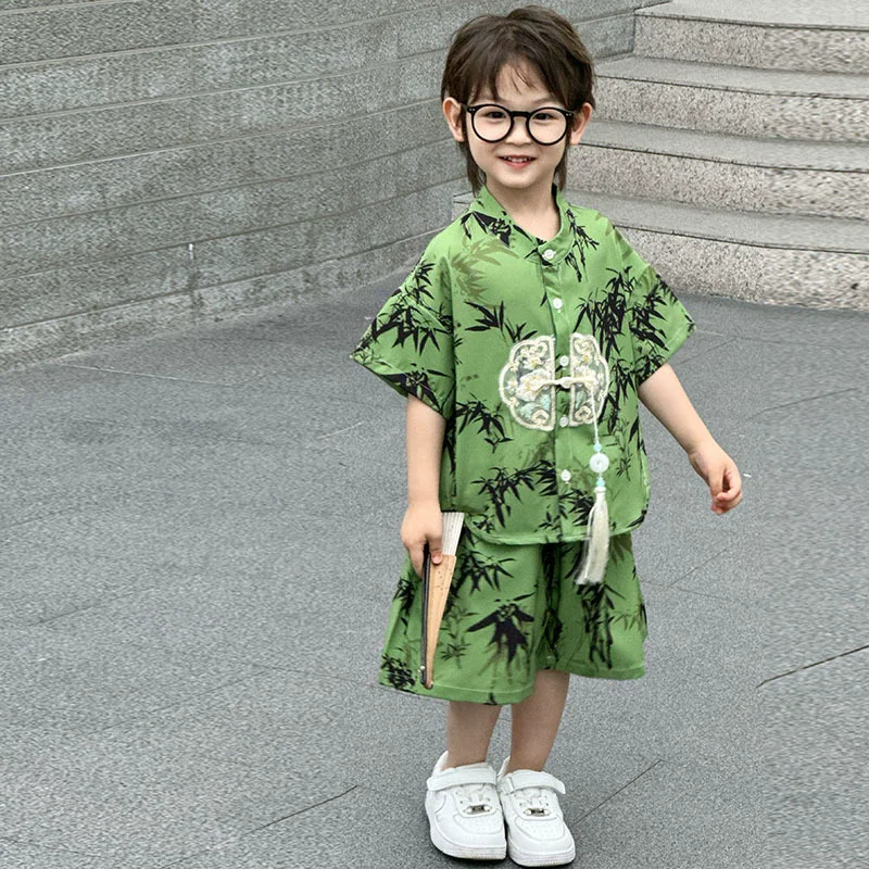 Fashion Baby Tang Costume Tops Pants Two-Piece Set Boy Outfit Casual Children'S Sets Summer Tweens Boys Hanfu Suit Kids Clothing Fashion Baby Tang Costume Tops Pants Two-Piece Set Boy Outfit Casual Children'S Sets Summer Tweens Boys Hanfu Suit Kids Clothing - Image 12