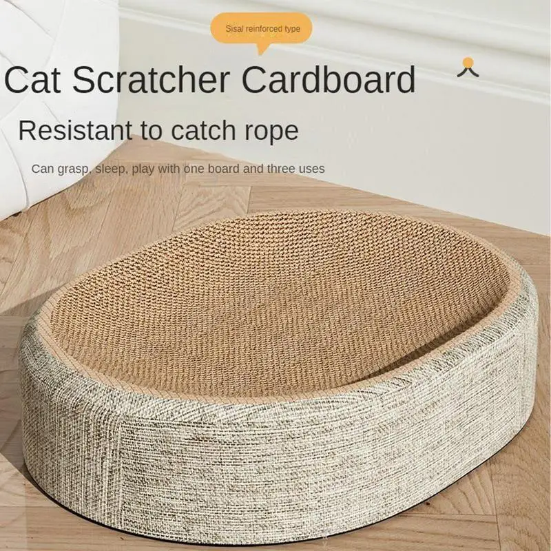 2In1 Cat Scratching Board Protect Furniture Grinding Claw Toys Oval Sisal Weaving Wear-Resistant Cat Nest Cat Accessories 2In1 Cat Scratching Board Protect Furniture Grinding Claw Toys Oval Sisal Weaving Wear-Resistant Cat Nest Cat Accessories - Image 3