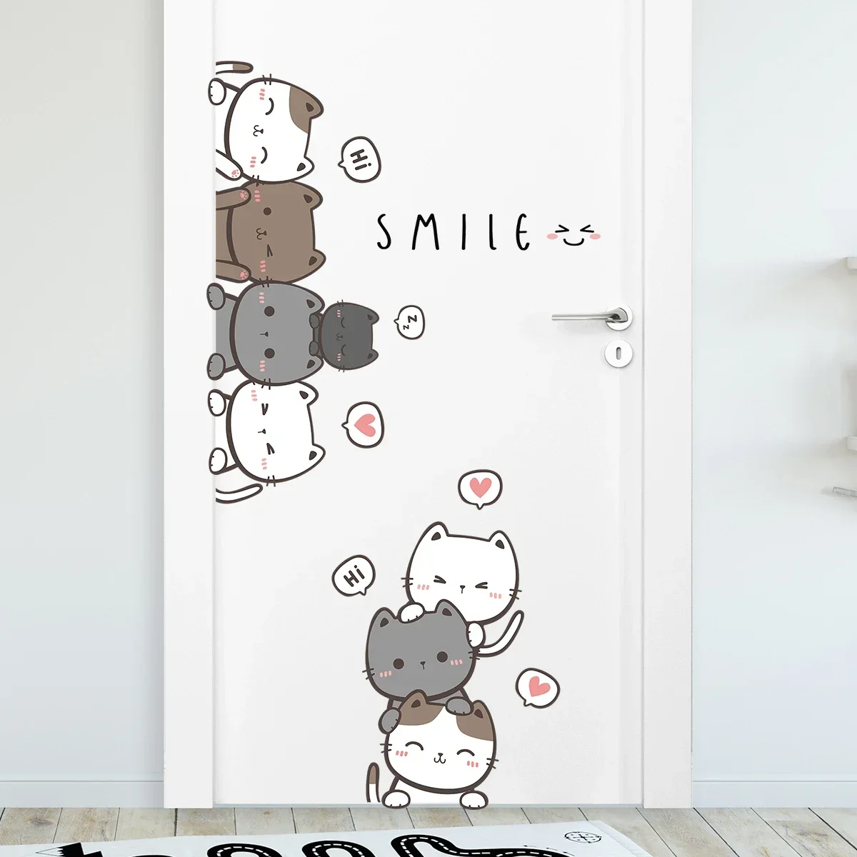 1Pc Furniture Cartoon Cute Cat Wall Stickers For Door Home Decor Accessories Living Room Kids Room Decoration Wall Decals Diy 1Pc Furniture Cartoon Cute Cat Wall Stickers For Door Home Decor Accessories Living Room Kids Room Decoration Wall Decals Diy - Image 3