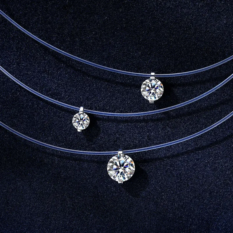 5 Mm 6,5 Mm 8 Mm Moissanit-Anhänger 925Er Silber Solitär-Halskette Für Frauen Unsichtbare Fischlinie Kette Schmuck Valentinstagsgeschenk 2025 5 Mm 6,5 Mm 8 Mm Moissanit-Anhänger 925Er Silber Solitär-Halskette Für Frauen Unsichtbare Fischlinie Kette Schmuck Valentinstagsgeschenk 2025 - Image 2
