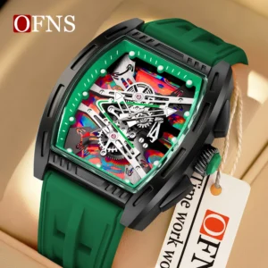 OFNS1209 Luxus Männer Quarzuhr Silikon Armband Hohl Uhren Herren Wasserdichte Sport Armbanduhren Relogio Masculino