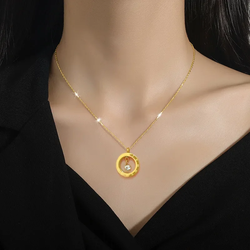 Klassische Edelstahl-Halskette Mit Römischem Digitalem Wafer-Anhänger Für Frauen, Charm-Geometrie, Runde Muschel-Chokerketten, Schmuck, Geschenke Klassische Edelstahl-Halskette Mit Römischem Digitalem Wafer-Anhänger Für Frauen, Charm-Geometrie, Runde Muschel-Chokerketten, Schmuck, Geschenke - Image 12