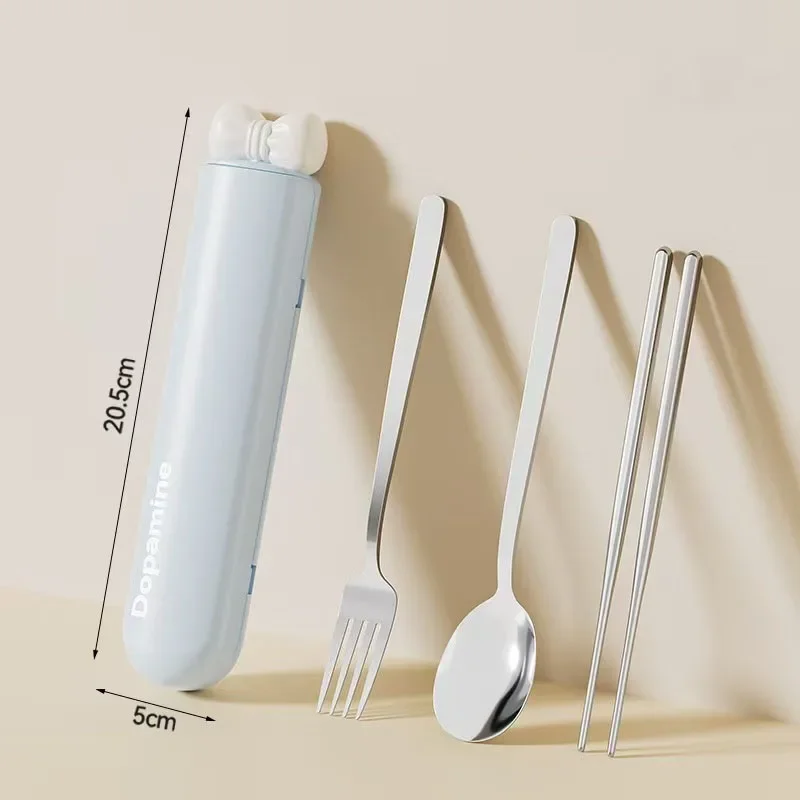 2/3-Teiliges Tragbares Besteckset, Langlebige Gabel, Löffel Und Stäbchen Aus Edelstahl, Bogenförmiges Design Für Picknicks Und Geburtstagsgeschenke 2/3-Teiliges Tragbares Besteckset, Langlebige Gabel, Löffel Und Stäbchen Aus Edelstahl, Bogenförmiges Design Für Picknicks Und Geburtstagsgeschenke - Image 5