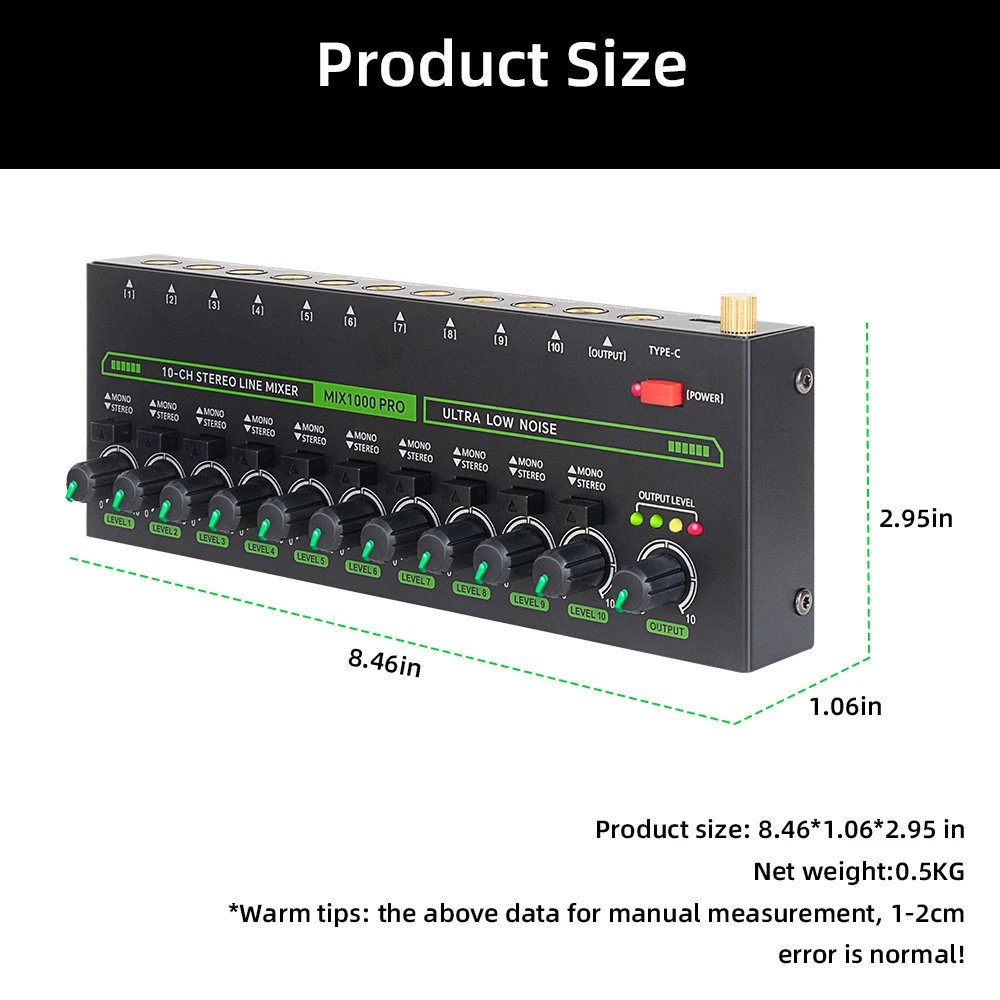 10-Kanal-Audiomischer – Tragbarer Mini-Stereomixer Mit Usb-Stromversorgung Für Studioaufnahmen, Homerecording &Amp; Flexible Audio-Setups 10-Kanal-Audiomischer – Tragbarer Mini-Stereomixer Mit Usb-Stromversorgung Für Studioaufnahmen, Homerecording &Amp; Flexible Audio-Setups - Image 3