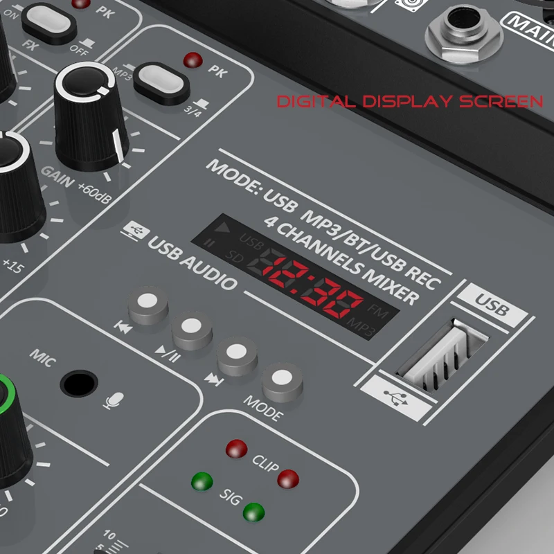 4-Kanal-Audiomischer Mit 48 V Phantomspeisung, Usb &Amp; Bluetooth – Dj-Mischpult Für Karaoke, Studio, Aufnahmen &Amp; Live-Musik 4-Kanal-Audiomischer Mit 48 V Phantomspeisung, Usb &Amp; Bluetooth – Dj-Mischpult Für Karaoke, Studio, Aufnahmen &Amp; Live-Musik - Image 4