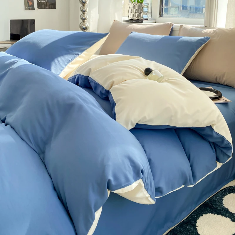 Ins Style Solid Color Duvet Cover Set Washed Cotton Bedclothes Comforter Cover Pillowcase Soft Bedding Sets Quilt Covers 220X240 Ins Style Solid Color Duvet Cover Set Washed Cotton Bedclothes Comforter Cover Pillowcase Soft Bedding Sets Quilt Covers 220X240 - Image 20