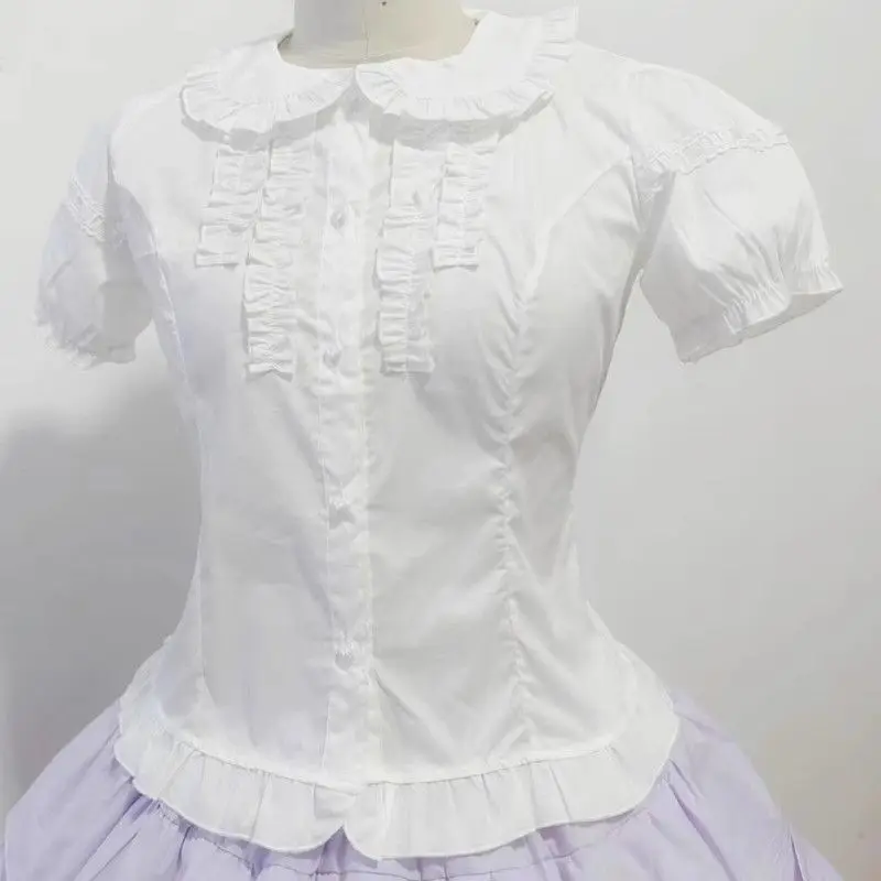 Lolita Peter Pan Kragen Bluse Damen Jk Kawaii Shirt Japanische Spitze Patch Abnehmbare Langarm Y2K Ästhetische Rüschen Blusas Lolita Peter Pan Kragen Bluse Damen Jk Kawaii Shirt Japanische Spitze Patch Abnehmbare Langarm Y2K Ästhetische Rüschen Blusas - Image 9