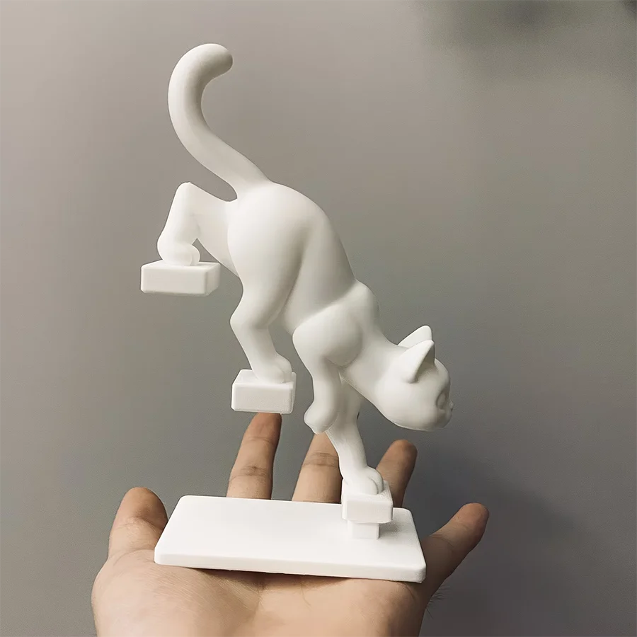 Modern White Leaping Cat Sculpture, Geometric Minimalist Home Decor For Living Room &Amp; Desk, Ideal Gift For Cat Lovers Modern White Leaping Cat Sculpture, Geometric Minimalist Home Decor For Living Room &Amp; Desk, Ideal Gift For Cat Lovers - Image 3