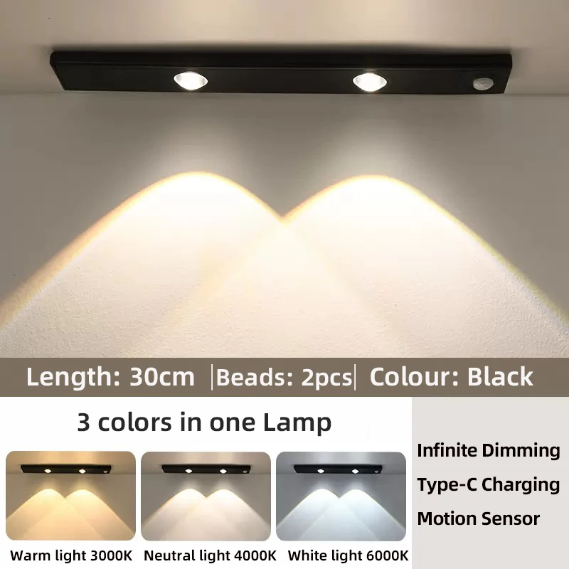 Weiße/Schwarze Led-Schrankleuchte, Usb Wiederaufladbar, Bewegungsmelder, Led-Licht Für Küche, Kleiderschrank, Schrankbeleuchtung, 20 Cm/30 Cm/40 Cm/50 Cm Weiße/Schwarze Led-Schrankleuchte, Usb Wiederaufladbar, Bewegungsmelder, Led-Licht Für Küche, Kleiderschrank, Schrankbeleuchtung, 20 Cm/30 Cm/40 Cm/50 Cm - Image 8