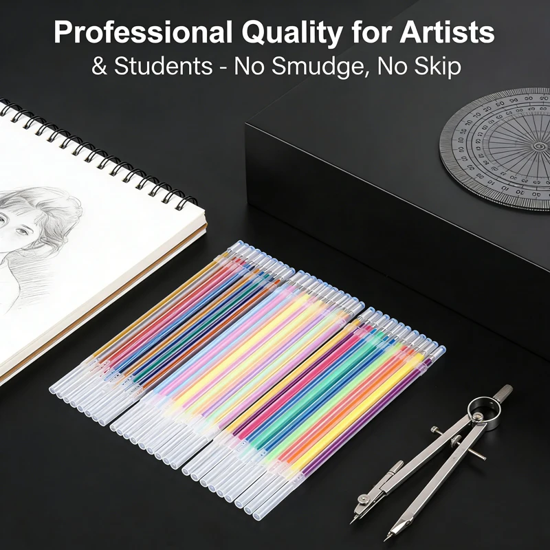 12-100 Farbige Gelstift-Nachfüllungen Set - Glitzer, Pastell, Textmarker, Metallic-Tinte Für Künstler, Scrapbooking Und Graffiti-Zeichnen 12-100 Farbige Gelstift-Nachfüllungen Set - Glitzer, Pastell, Textmarker, Metallic-Tinte Für Künstler, Scrapbooking Und Graffiti-Zeichnen - Image 6