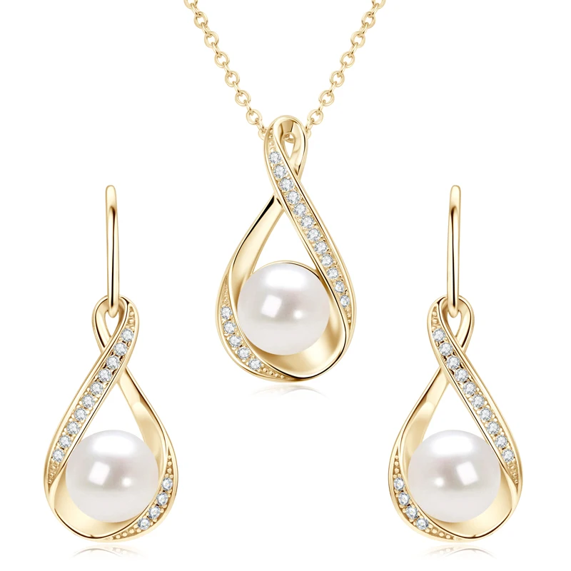 Moissanit Natürliche Süßwasserperlen Infinity Anhänger Halskette &Amp; Ohrringe Set Für Damen 925 Sterling Silber Hochzeitsschmuck Set Moissanit Natürliche Süßwasserperlen Infinity Anhänger Halskette &Amp; Ohrringe Set Für Damen 925 Sterling Silber Hochzeitsschmuck Set - Image 10