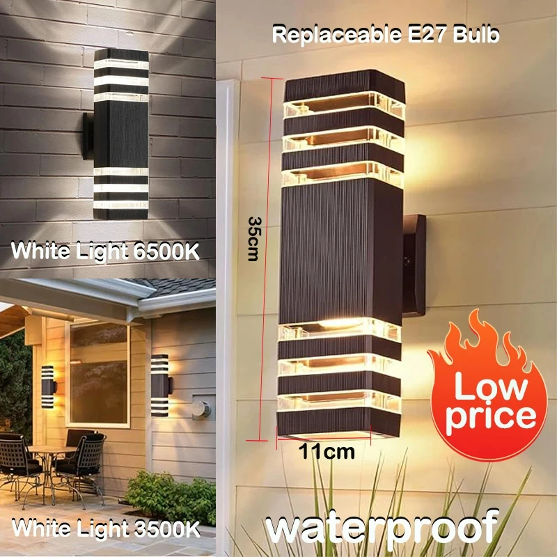Led-Außenwandleuchten, E27, Nach Oben Und Unten, Außenwandleuchte, Ip65, Wasserdichte Led-Wandleuchte Für Veranda, Haustür, Garten, Wandleuchte Led-Außenwandleuchten, E27, Nach Oben Und Unten, Außenwandleuchte, Ip65, Wasserdichte Led-Wandleuchte Für Veranda, Haustür, Garten, Wandleuchte - Image 2