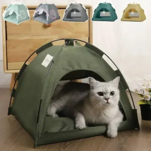 Haustier Zelt Bett Abnehmbare Katze Sofa Korb Leinwand Halbgeschlossene Katze Haus Hund Höhle Hütte Katze Schlafen Bett für Zimmer Dekor haustier Liefert