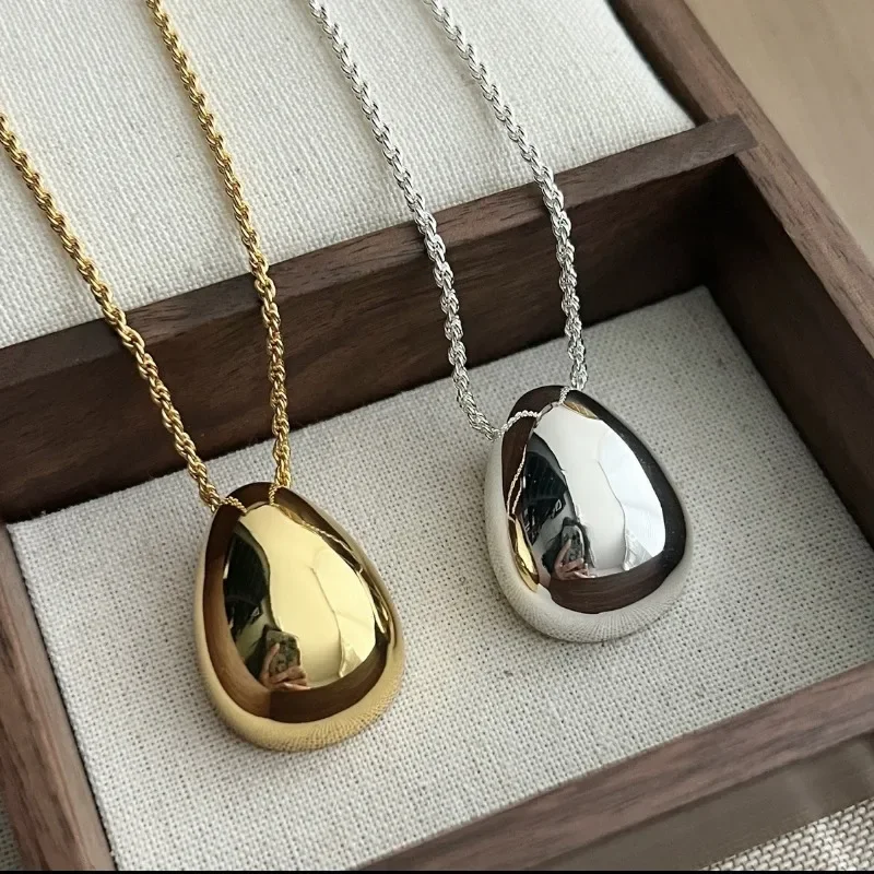 Moderne Schmuck Einfache Zarte Design Glatte Metall Teardrop Anhänger Halskette Für Frauen Weibliche Party Geschenk Dropshipping Moderne Schmuck Einfache Zarte Design Glatte Metall Teardrop Anhänger Halskette Für Frauen Weibliche Party Geschenk Dropshipping - Image 3
