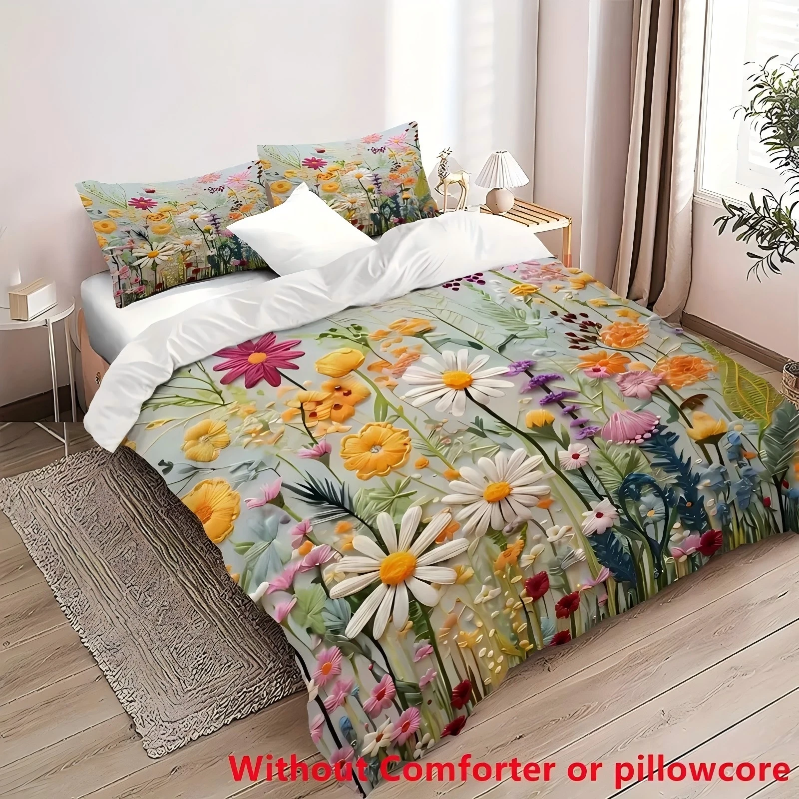 Color Oil Painting Floral Leaf 3D Print Quilt Cover Color Oil Painting Style Comfortable Spring Natural Bedding Cover Pillowcase Color Oil Painting Floral Leaf 3D Print Quilt Cover Color Oil Painting Style Comfortable Spring Natural Bedding Cover Pillowcase - Image 2