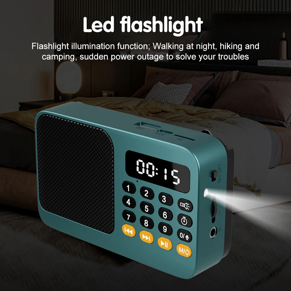 Tragbares Fm-Radio Mit Bluetooth, Lcd-Digitalanzeige, Usb, Tf &Amp; Mp3 – Wiederaufladbarer Musikplayer Mit Taschenlampe Und Lautsprecher Tragbares Fm-Radio Mit Bluetooth, Lcd-Digitalanzeige, Usb, Tf &Amp; Mp3 – Wiederaufladbarer Musikplayer Mit Taschenlampe Und Lautsprecher - Image 5