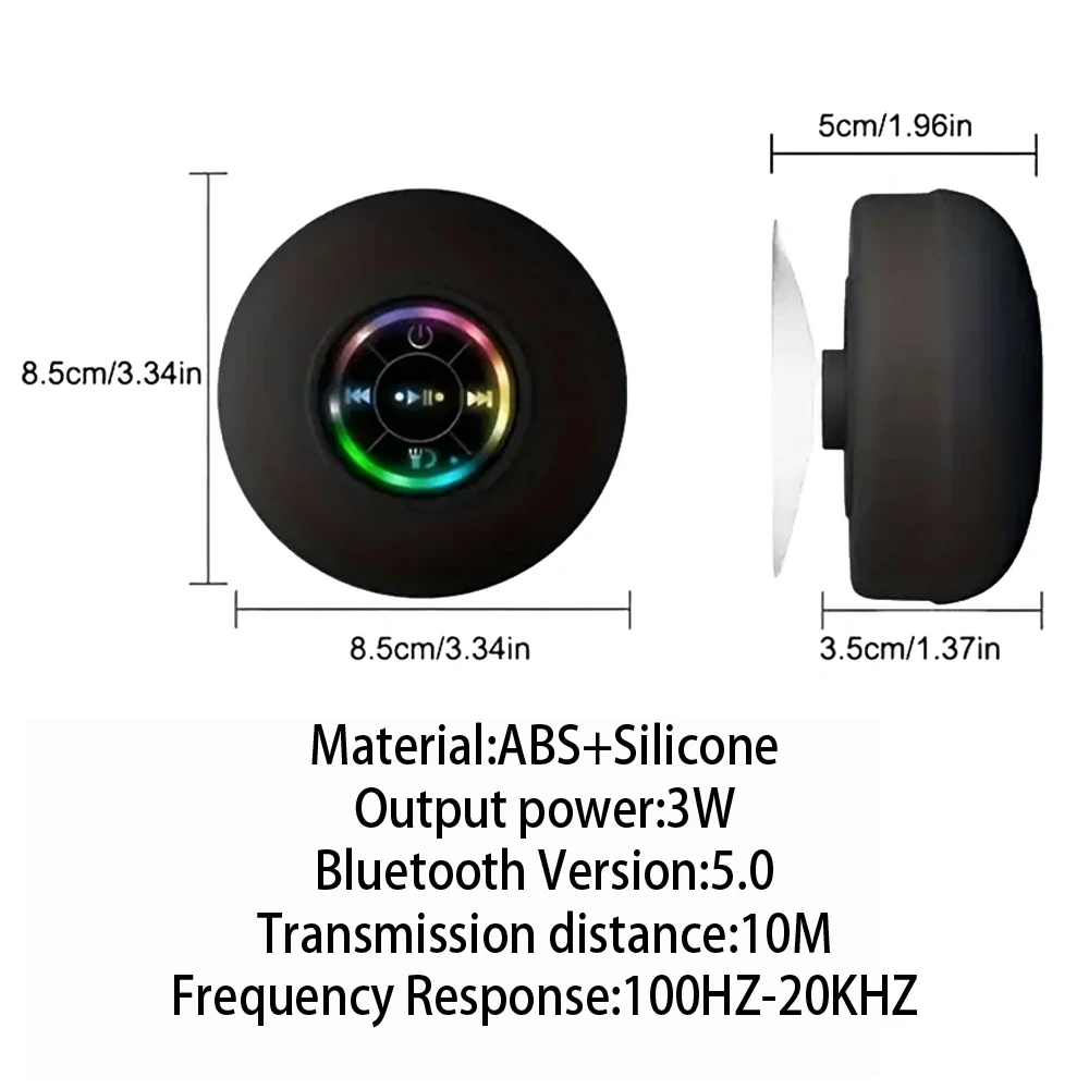 Tragbarer Mini-Bluetooth-Lautsprecher Mit Led-Licht, Mikrofon &Amp; Saugnapf – Ipx4-Wasserfest Für Badezimmer, Reisen &Amp; Outdoor Tragbarer Mini-Bluetooth-Lautsprecher Mit Led-Licht, Mikrofon &Amp; Saugnapf – Ipx4-Wasserfest Für Badezimmer, Reisen &Amp; Outdoor - Image 6