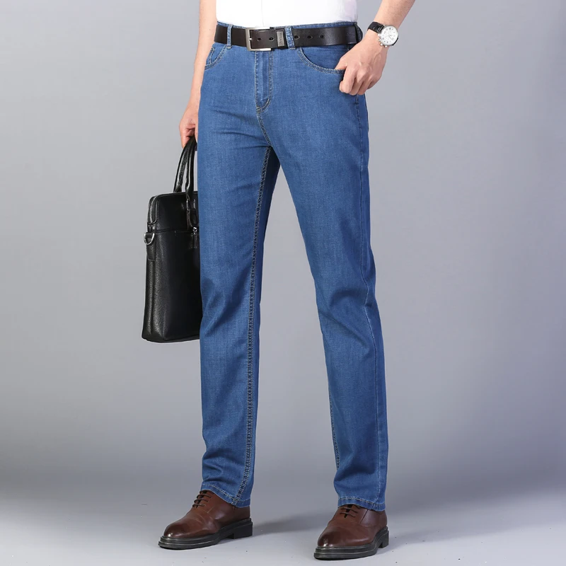 Summer New Elastic Men'S Jeans Fashion Comfortable Business Straight Stretch Cotton Casual Denim Pants Brand Male Thin Trousers Summer New Elastic Men'S Jeans Fashion Comfortable Business Straight Stretch Cotton Casual Denim Pants Brand Male Thin Trousers - Image 6