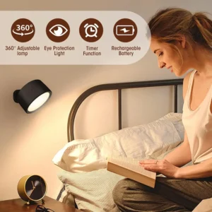 LED-Wandleuchten mit Fernbedienung, kabellose magnetische Wandleuchten, 3-farbig, dimmbar, über USB wiederaufladbar, für Schlafzimmer, Nachttischlampe