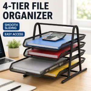 Schiebbarer Papierablage-Organizer aus Metallgitter, Desktop-Aktenaufbewahrungsregal, Dokumenten- und Briefhalter für Büro, Zuhause, Schule, Klassenzimmer