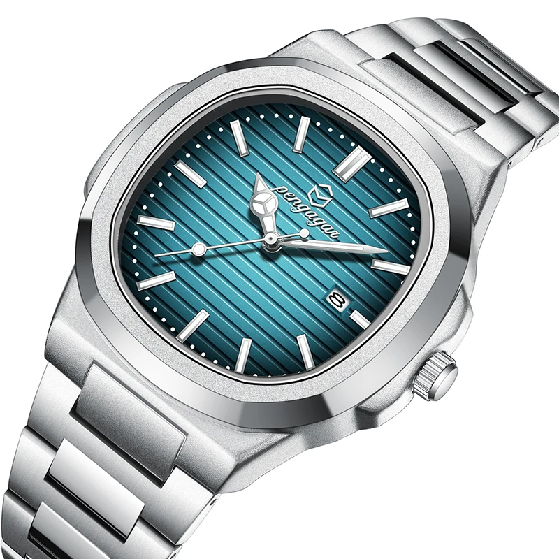 Luxuriöse Quadratische Herren-Armbanduhr, Elegant, Wasserdicht, Leuchtend, Mit Datumsanzeige, Edelstahl, Quarzuhren Für Herren, Weihnachtsgeschenk + Box Reloj Luxuriöse Quadratische Herren-Armbanduhr, Elegant, Wasserdicht, Leuchtend, Mit Datumsanzeige, Edelstahl, Quarzuhren Für Herren, Weihnachtsgeschenk + Box Reloj - Image 5