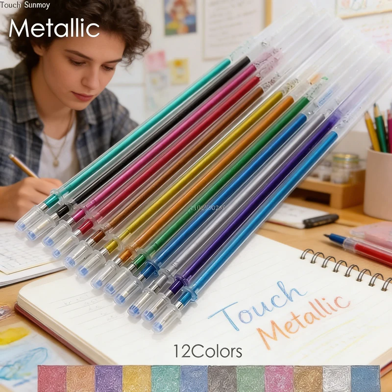 12-100 Farbige Gelstift-Nachfüllungen Set - Glitzer, Pastell, Textmarker, Metallic-Tinte Für Künstler, Scrapbooking Und Graffiti-Zeichnen 12-100 Farbige Gelstift-Nachfüllungen Set - Glitzer, Pastell, Textmarker, Metallic-Tinte Für Künstler, Scrapbooking Und Graffiti-Zeichnen - Image 3