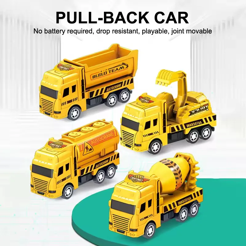 4Er-Pack Rückzieh-Autos, Reibungsgetriebene Spielzeugfahrzeuge Bau-Set - Muldenkipper Kran Für Kleinkinder Jungen Mädchen Geschenk 4Er-Pack Rückzieh-Autos, Reibungsgetriebene Spielzeugfahrzeuge Bau-Set - Muldenkipper Kran Für Kleinkinder Jungen Mädchen Geschenk - Image 4