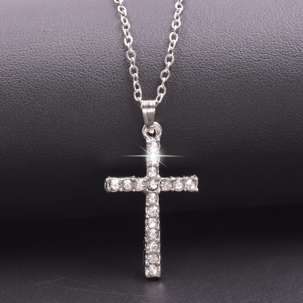 Women Necklace Jewelry Chain Fashion Cross With Rhinestone Pendant Necklace Stainless Steel Choke Ring Women Accessories New Women Necklace Jewelry Chain Fashion Cross With Rhinestone Pendant Necklace Stainless Steel Choke Ring Women Accessories New - Image 4