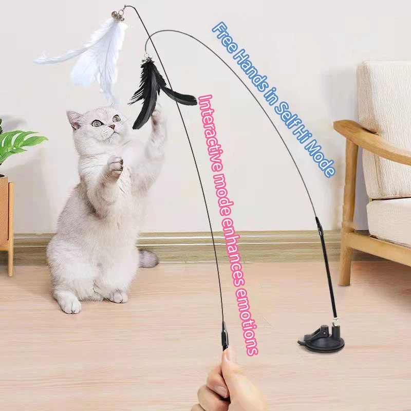 Interactive Cat Toy Handfree Cat Stick Playing Kitten Playing Teaser Wand Toy Suction Cup Bird/Feather Cat Wand Pet Supplies Interactive Cat Toy Handfree Cat Stick Playing Kitten Playing Teaser Wand Toy Suction Cup Bird/Feather Cat Wand Pet Supplies - Image 4
